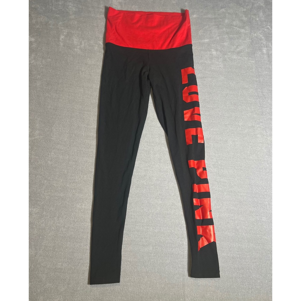 Pink Victoria's Secret Leggings XS Black Red Love Pink Yoga Pants High Rise